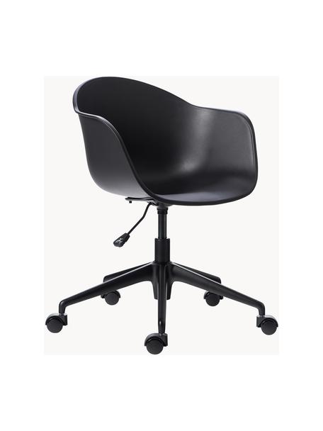 Schreibtischstuhl Claire, Sitzfläche: 65 % Polypropylen, 35 % G, Beine: Metall, pulverbeschichtet, Rollen: Kunststoff, Schwarz, B 66 x T 60 cm