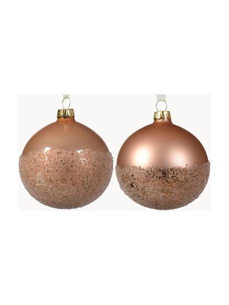 Weihnachtskugeln Flossy, 6er-Set, Glas, Kupferfarben, Ø 8 cm