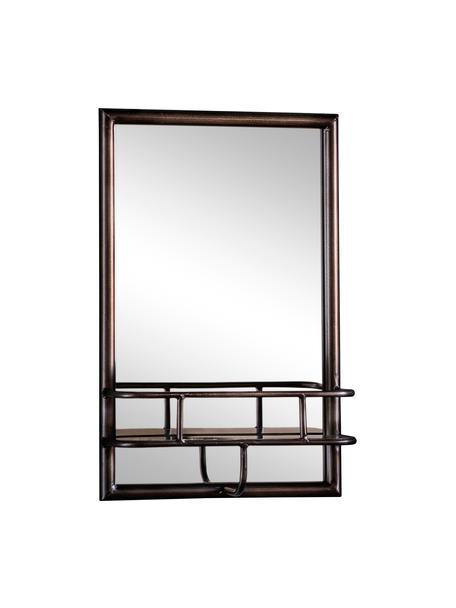 Espejo de pared de metal Milton, con estantes, Espejo: cristal, Negro, An 30 x Al 48 cm