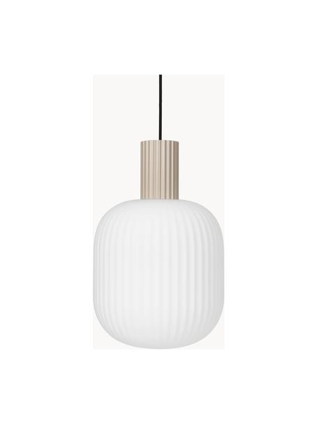 Malé závěsné svítidlo ze skla ve skandi stylu Lolly, Bílá, béžová, Ø 27 cm, V 42 cm
