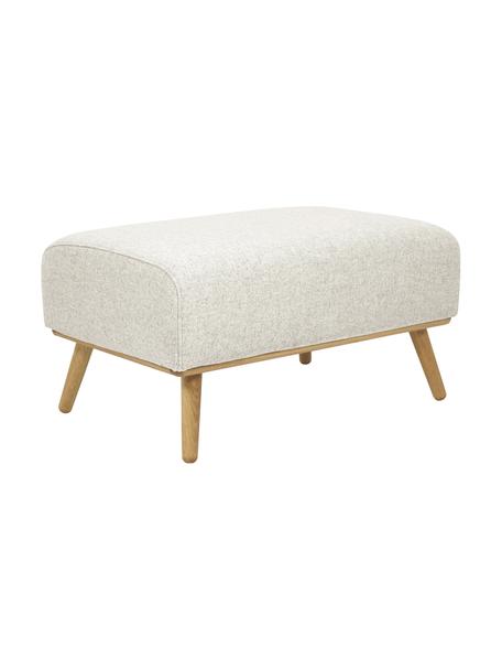 Tabouret en laine avec pieds en bois Archie, Tissu beige, larg. 87 x haut. 45 cm