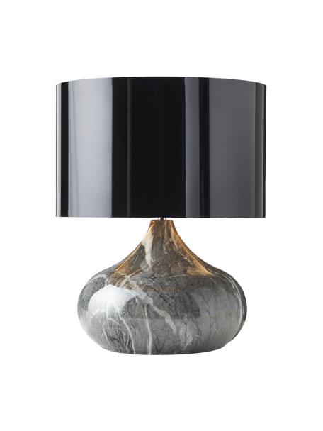 Tafellamp Mamo in marmerlook, Lampenkap: kunststof, Zwart, grijs, marmerlook, Ø 31 cm, H 38 cm