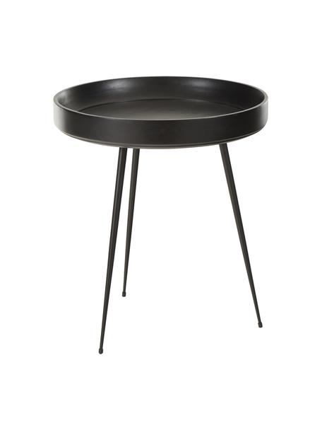 Okrúhly odkladací stolík z mangového dreva Bowl, Mangové drevo, čierne lakované, Ø 46, V 52 cm