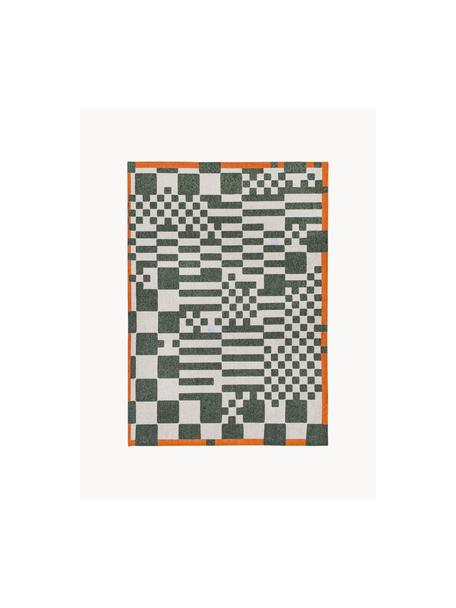 Teppich Honey mit grafischem Muster, 100 % Polyester, Dunkelgrün, Off White, Orange, B 140 x L 200 cm (Größe S)