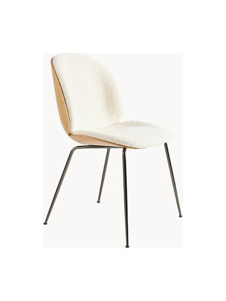 Buklé čalúnená stolička Beetle, Buklé biela, dubové drevo, čierna lesklá, Š 56 x V 58 cm