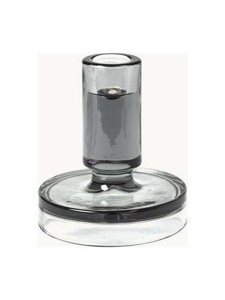 Kerzenhalter Petra aus Glas, Glas, Grau, transparent, Ø 10 x H 11 cm