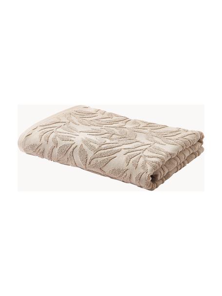 Toallas de algodón Leaf, tamaños diferentes, Beige, Set de 3 (toalla tocador, toalla lavabo y toalla ducha)