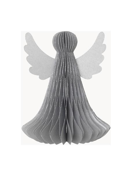 Piezas decorativas Angel, 2 uds., Papel, Plateado, Ø 10 x Al 13 cm