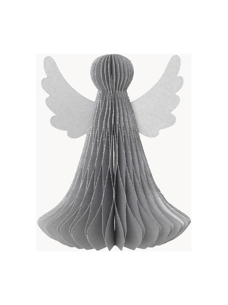 Plissee Engel Angel H 12 cm, 2 Stück, Papier, Silberfarben, Ø 10 x H 13 cm