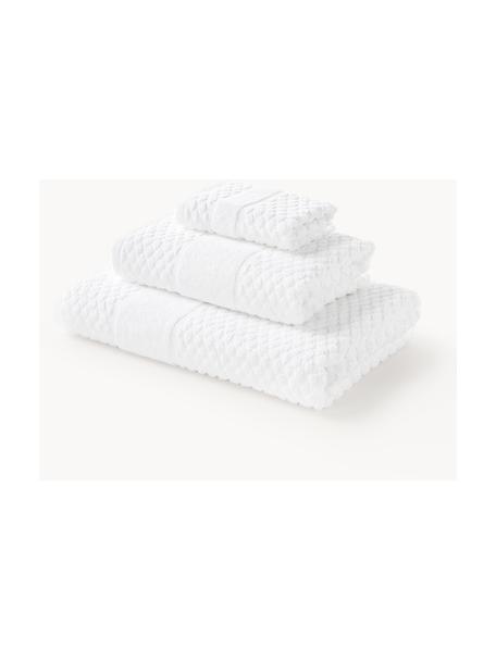 Súprava uterákov s voštinovým vzorom Katharina, Biela, 3-dielna súprava (uterák na ruky pre hostí, uterák na ruky, osuška)