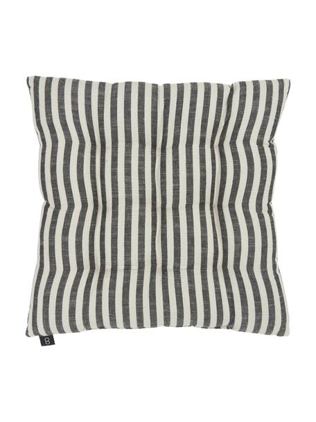 Gestreiftes Sitzkissen Arild aus Baumwolle, 100% Baumwolle, Beige, Schwarz, B 38 x L 38 cm