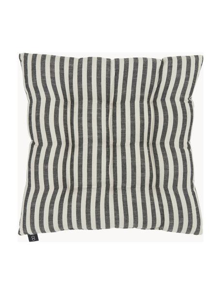 Coussin de chaise à rayures Arild, 100 % coton, Beige, noir, larg. 38 x long. 38 cm