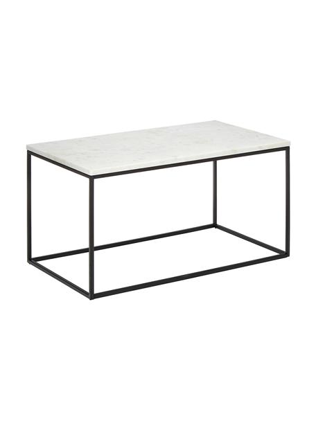 Mramorový konferenční stolek Alys, Deska stolu: bílošedý mramor Rám: matná černá, Š 80 cm, V 40 cm