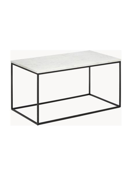Marmeren salontafel Alys, Tafelblad: marmer, Frame: gepoedercoat metaal, Wit, gemarmerd, zwart, B 80 x D 45 cm