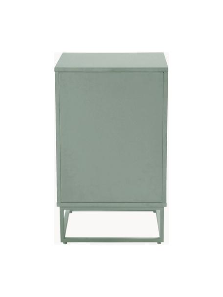 Mesilla de noche de madera con puerta Lyckeby, Patas: hierro recubierto, Madera pintado verde salvia, An 40 x Al 65 cm