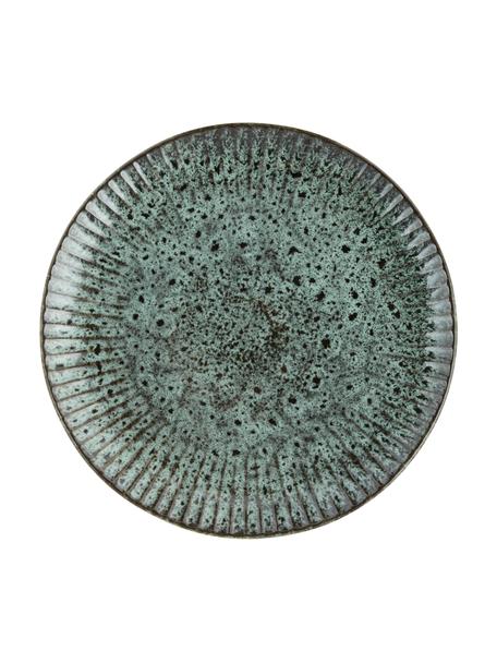 Kameninový mělký talíř Vingo, 2 ks, Kamenina, Modrozelená, černá, Ø 28 cm
