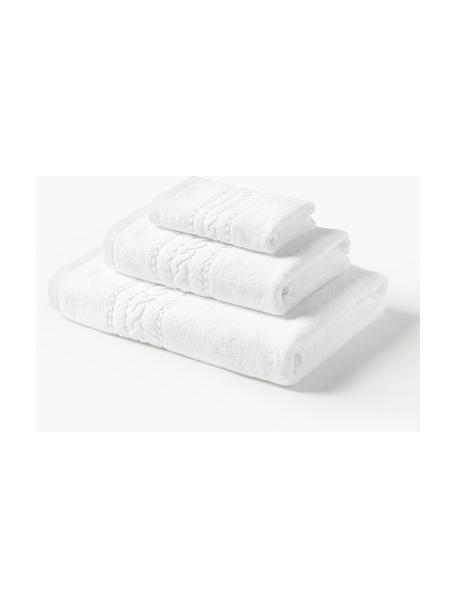 Lot de serviettes de bain Cordelia, 3 élém., Blanc, 3 éléments (1 serviette invité, 1 serviette de toilette et 1 drap de bain)