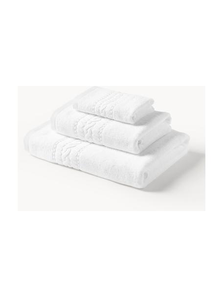 Set de toallas Cordelia, 3 uds., Blanco, Set de 3 (toalla tocador, toalla lavabo y toalla ducha)