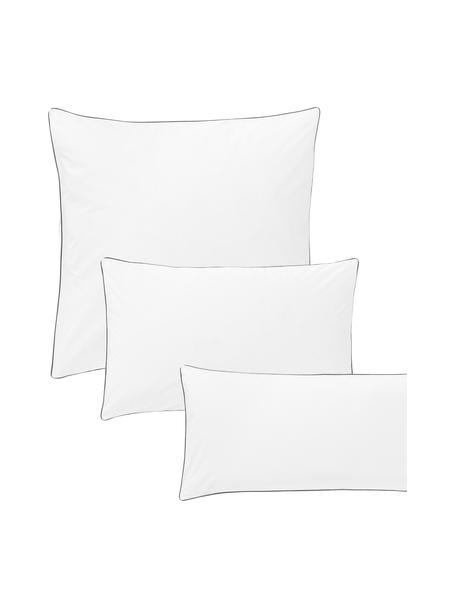 Obliečka na vankúš z bavlneného perkálu s lemom Daria, Biela, tmavosivá, Š 40 x D 80 cm