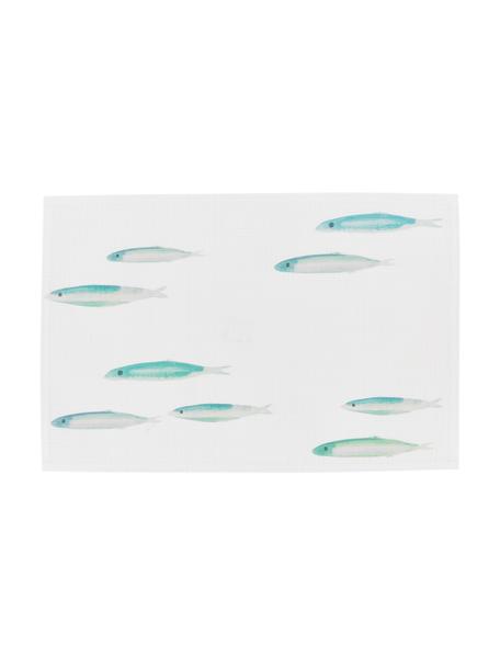 Kunststoff-Tischsets Bordemer, 2 Stück, Kunststoff, Weiss, Blau- und Grautöne, B 30 x L 45 cm