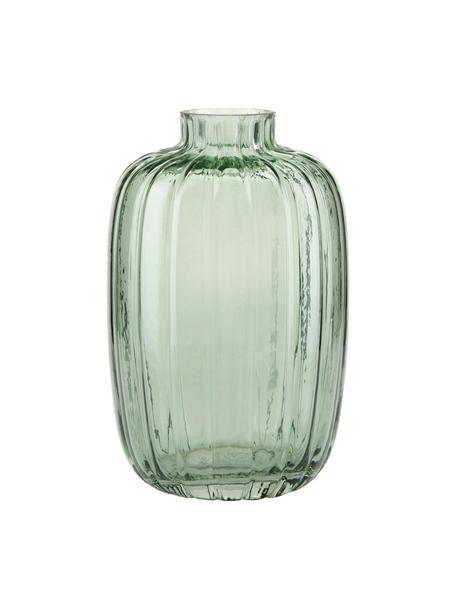 Glas-Vase Groove, Glas, Grün, transparent, Ø 13 x H 20 cm