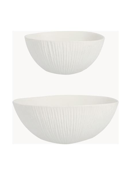 Set 2 ciotole decorative in ceramica Striped, Ceramica, Bianco, Set in varie misure