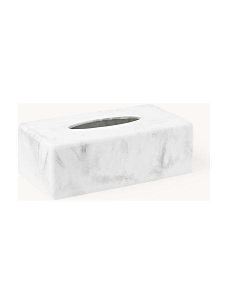 Kosmetiktuchbox Kyle in Marmor-Optik, Polyresin, Marmor-Optik Weiß, B 25 x T 14 cm