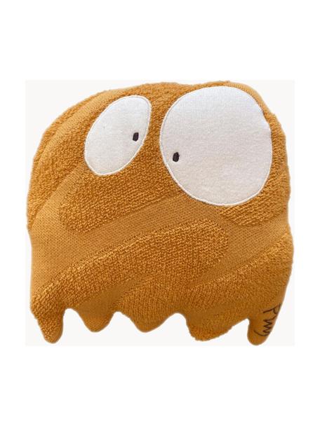 Cojín peluche artesanal Ghosty, Funda: 100% algodón, Ocre, blanco, An 28 x L 30 cm