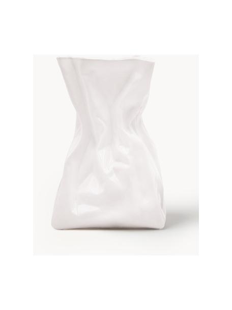 Dizajnová porcelánová váza Adelaide, V 20 cm, Porcelán, Krémovobiela, Š 15 x V 20 cm