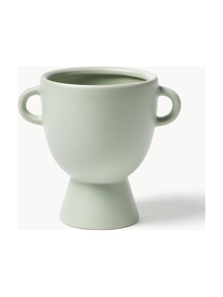 Osłonka na doniczkę z kamionki Palmina, Kamionka, Szałwiowy zielony, S 19 x W 20 cm