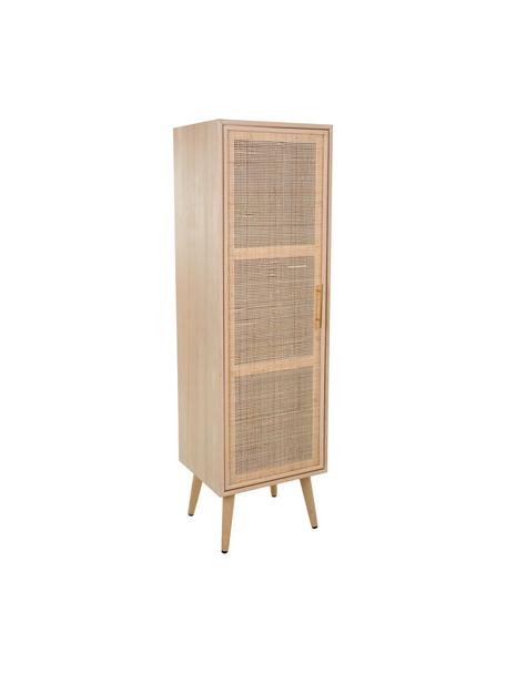 Wysoka komoda z drewna Cayetana, Korpus: płyta pilśniowa średniej , Nogi: drewno bambusowe, lakiero, Drewno naturalne, brązowy, S 37 x W 140 cm