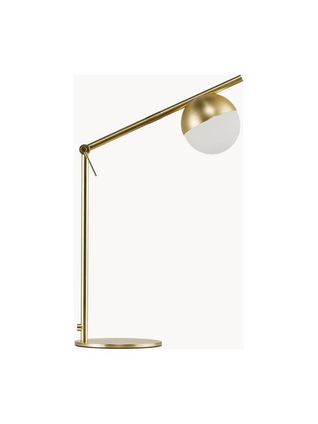 Lampa biurkowa ze szkła opalowego Contina, Biały, odcienie złotego, S 15 x W 49 cm