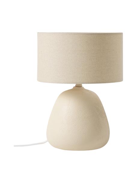 Keramische tafellamp Eileen, Lampenkap: linnen (100% polyester), Lampvoet: keramiek, Mat beige, Ø 26 x H 35 cm
