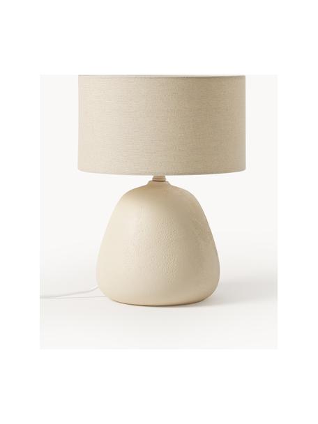 Lámpara de mesa de cerámica Eileen, Pantalla: lino (100% poliéster), Cable: cubierto en tela, Beige claro mate, Ø 26 x Al 35 cm