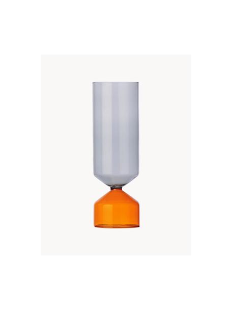 Handgefertigte Vase Bouquet, Borosilikatglas, Orange, Grau, Transparent, Ø 9 x H 28 cm