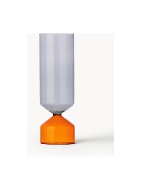 Handgefertigte Vase Bouquet, H 28 cm, Borosilikatglas, Orange, Grau, transparent, Ø 9 x H 28 cm