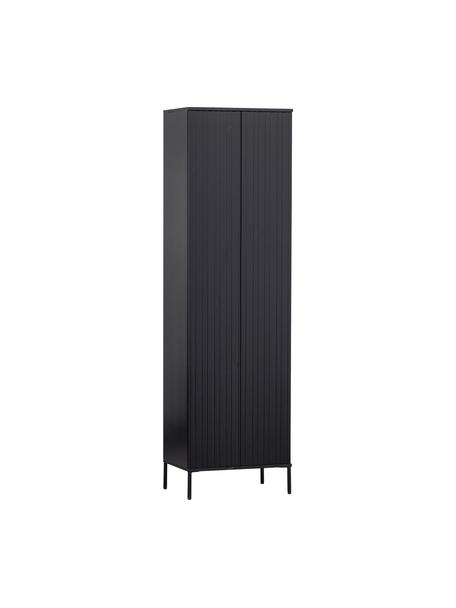Armario de madera de pino Avourio, 2 puertas, Estructura: madera de pino con certif, Patas: metal recubierto, Negro, An 60 x Al 210 cm