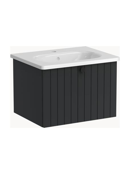 Lavabo con mobiletto Emil, larg. 60 cm, Maniglia: alluminio rivestito, Antracite, Larg. 60 x Alt. 42 cm