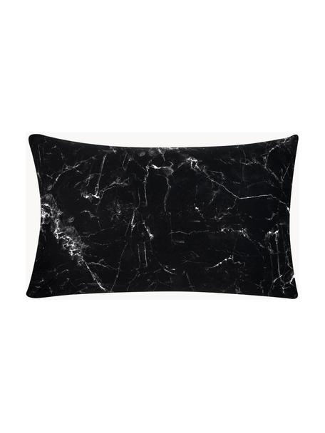 Funda de almohada Malin, 45 x 85 cm, Negro estampado mármol, An 45 x L 85 cm