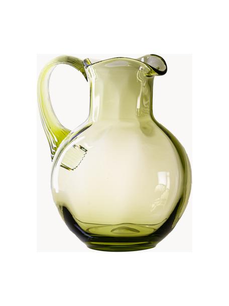 Jarra de vidrio soplado artesanalmente Swirl, 2 L, Vidrio, Verde oliva, 2 L