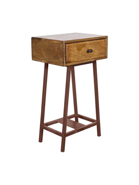 Table d'appoint avec tiroir Skybox, Bois de pin, brun rouillé, larg. 40 x haut. 70 cm