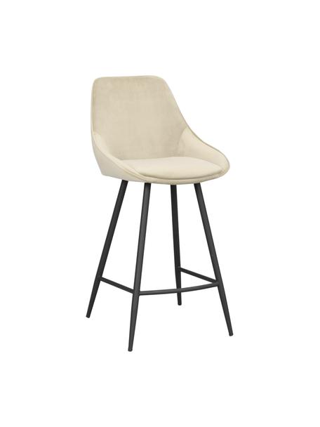 Zamatová barová stolička s kovovými nohami Sierra, Zamatová béžová, Š 47, V 97 cm