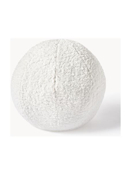 Pouf in teddy Cesar, Peluche (100% poliestere), Bianco, Ø 51 x Alt. 51 cm