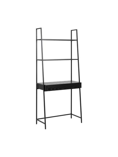 Metall-Schreibtisch Seaford, Tischplatte: Mitteldichte Holzfaserpla, Gestell: Metall, pulverbeschichtet, Schwarz, B 77 x T 36 cm