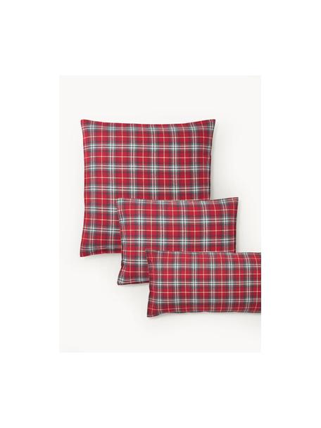 Geruite flanellen kussenhoes Linsay, Weeftechniek: flanel Draaddichtheid 155, Rood, groen, B 60 x L 70 cm