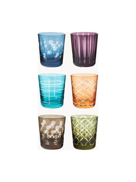 Waterglazen Cuttings, set van 6, Glas, Multicolour, Ø 9 x H 10 cm, 250 ml