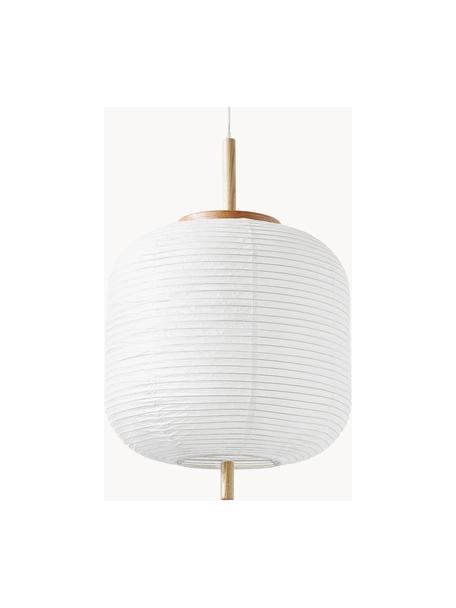 Lampa wisząca z papieru ryżowego Misaki, Biały, jasne drewno naturalne, Ø 35 x W 63 cm