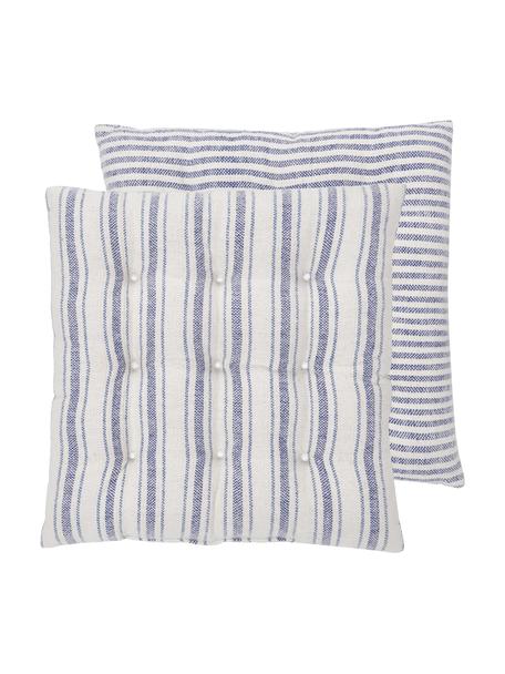 Coussin de chaise 40x40 réversible Lindsey, Bleu, blanc crème, larg. 40 x long. 40 cm