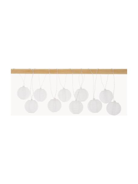 Solar LED lichtslinger Ball, 270 cm, 10 lampions, Lampions: rijstpapier, Wit, L 270 cm