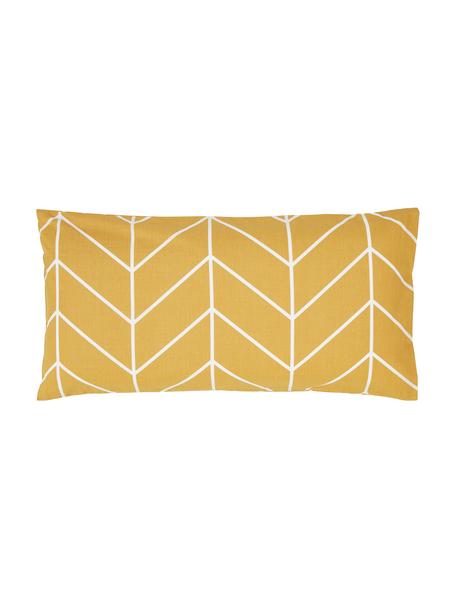 Bavlněný povlak na polštář s grafickým vzorem Mirja, 2 ks, Hořčičná žlutá, krémově bílá, Š 40 cm